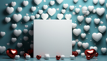 Wall Mural - Love and romance in a heart shaped backdrop generated by AI