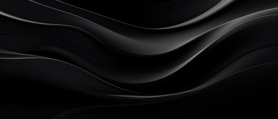 Wall Mural - Abstract black waves flowing in a sleek and modern design. Modern abstract dark background useful for technical presentations