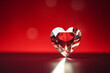 Red crystal heart on a intense red background