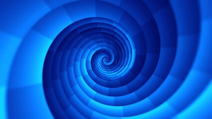 Poster - Minimal spiral in infinite rotation. Abstract background in blue color. Dizzy concentric pattern. Retro backdrop for event, party, carnival, celebration, anniversary or other. Seamless loop animation.