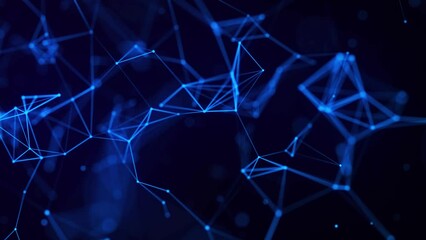 Poster - Network connection dots and lines. Data technology illustration. Abstract a dynamic background. Plexus. 3d rendering. 4K animation.