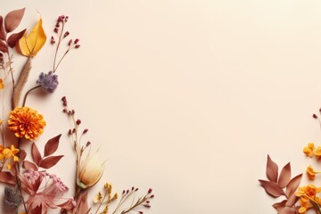 Poster - A picture of flowers and leaves arranged on a white surface. Perfect for botanical or nature-themed projects