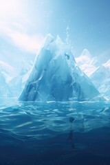 Poster - An iceberg floating in the middle of a body of water. Can be used to depict the beauty and vastness of nature