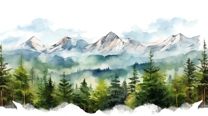 Poster - Beautiful watercolor painting of a mountain range. Perfect for nature enthusiasts and art lovers.