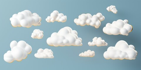 Poster - White clouds floating in the air, perfect for nature or weather-related projects