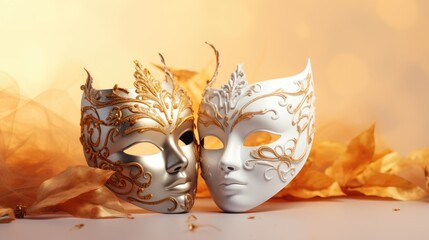 Poster - Two masks sitting side by side. This image can be used for various purposes