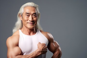 Aufkleber - A man posing for a picture in a white tank top. Suitable for various applications