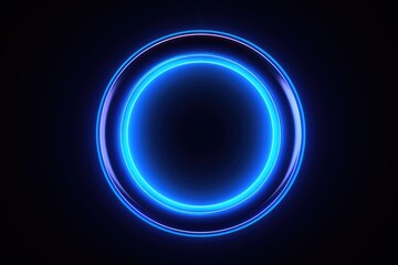 Wall Mural - Blue neon ring on a black background. Can be used for futuristic and technological designs