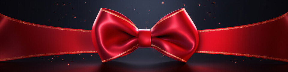 An image of valentine day greetings with a heart and red satin bow, in the style of Valentines day celebrations