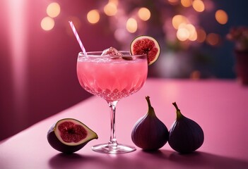 Wall Mural - Pink cocktail with fig