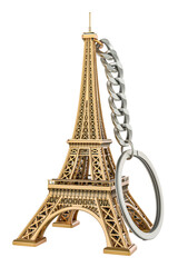 Poster - Keychain Eiffel Tower, souvenir from Paris. 3D rendering isolated on transparent background