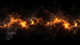 Fototapeta  - Realistic isolated fire effect for decoration and covering on black background. Concept of particles , sparkles, flame and light on white background 
