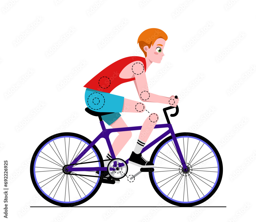 Person riding bicycle. Character constructor for animation. Body parts ...