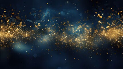 Poster - dark blue and gold particles, a touch of gold foil. Illustration, digital art