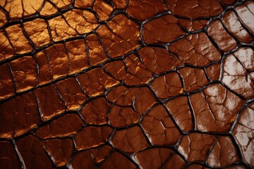 Wall Mural - Detailed texture of crocodile or snake skin. Brown reptile scales. Macro. Alligator, cobra, python leather. Large scales. Beautiful, expensive, rich background. Design element. World of wild nature.