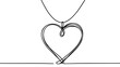 Heart shaped pendant necklace continuous line drawing.
