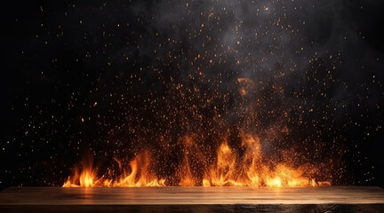 Poster - wooden board with Fire