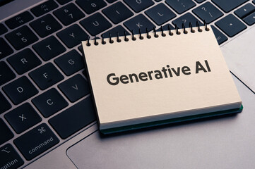 Poster - There is notebook with the word Generative AI. It is as an eye-catching image.