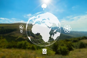 Wall Mural - ecological environmentally digital concept infographic