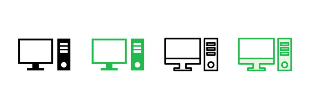 Computer icon set. computer monitor icon vector.