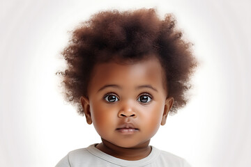 portrait of a black African baby isolated on a white background