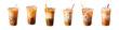 Collection set a plastic cup of iced bubble tea boba on a transparent background