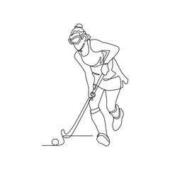 One continuous line drawing of an exciting hockey match with thousands of spectators vector illustration. Hockey design illustration simple linear style vector concept. Sports design illustration.