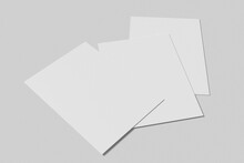 Top View Of Paper Mockup On Gray Background. Can Be A Brochure, Flyer, Poster, Planner, And So On 