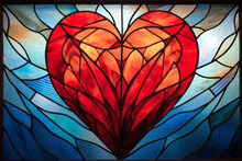 Stained Glass Window Illustration Of A Heart
