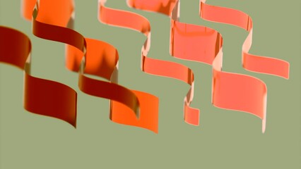 Poster - Beautiful wavy lines move in space. Design. Movement of wavy stripes with metallic sheen. Metal lines move in waves in space