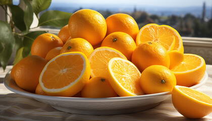 Canvas Print - Freshness and nature in a vibrant citrus fruit generated by AI