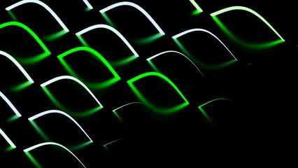 Poster - Lines with reflection disappear into dark space. Design. Colored lines disappear in waves into dark space. Beautiful luminous lines with reflection creating pattern in dark