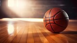 Fototapeta Fototapety sport - Basketball ball on wooden floor and sport arena