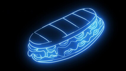 Canvas Print - Animation of the typical Italian food Panini bread icon with a glowing neon effect