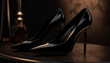 Modern women luxury shoe, elegant stiletto with shiny patent leather generated by AI