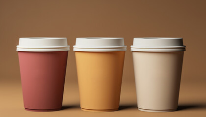 Canvas Print - Hot coffee in disposable cup with cardboard lid generated by AI