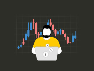 Poster - financial market concept. trader strategizing on volatility. analyst at workstation with real-time d