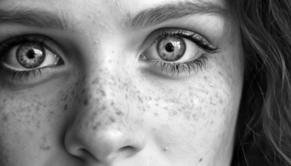 Poster - Beautiful young woman with sad eyes looking at camera outdoors generated by AI