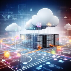 Wall Mural - cloud computing and storage concept 