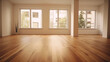 © wiparat - Empty living room with hardwood floor in modern apartment