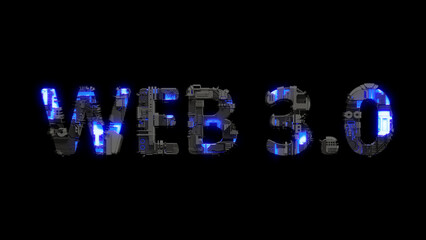 Poster - modern cybernetical text  shining blue electric light, isolated - object 3D rendering