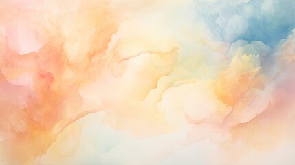 Wall Mural - Light sky-pink, purple shades of clouds. Smooth pastel tones with the effect of wet paint, watercolor background on canvas.