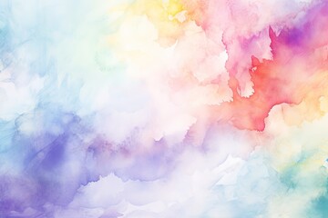 Wall Mural - An illustration in watercolor style. Light sky-pink shades. Pure pastel tones with the effect of wet paint, watercolor background on canvas. Flowing paint resembling clouds, a current