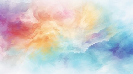 Wall Mural - Light sky-pink, purple shades of clouds. Smooth pastel tones with the effect of wet paint, watercolor background on canvas.