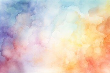 Wall Mural - An illustration in watercolor style. Light sky-pink shades. Pure pastel tones with the effect of wet paint, watercolor background on canvas. Flowing paint resembling clouds, a current