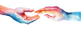 Fototapeta Londyn - Vibrant Watercolor Art of Helping Hand and Painting of Hands United Concept. A Creative Illustration Symbolizing Unity, Support, Collaboration in Diverse, Human Connection, and Global Communities.
