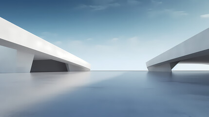 3d render of abstract futuristic architecture with empty concrete floor