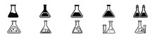 Chemistry Flask Icon. Chemistry Beakers With Erlenmeyer Flask , Chemical Test Tube. Glass Tube. Flask Template. Glass Container. Flask Of Poison. Test Tube Icon. Chemistry Lab Flask, Science Symbol.