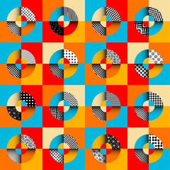 Aufkleber - Geometric abstract pattern retro style. Seamless vector pattern.