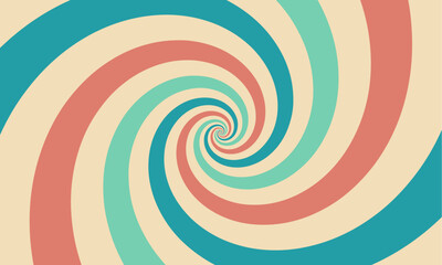 Poster - Groovy abstract rainbow swirl background. Retro grunge vector design in 1960-1970s style. Vintage sunburst backdrop. Natural colors summer hippie